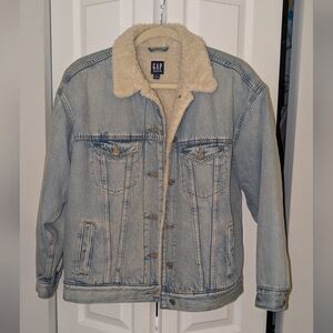 GAP Light Blue Denim Jacket with Cream Sherpa Lining
